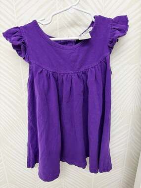 Southern Style Girls Cotton Knit Flutter Sleeve Dress 4 purple